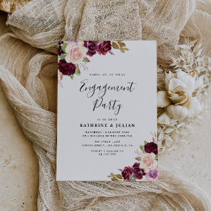 fall floral wreath engagement party invitation