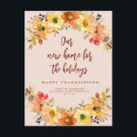 fall floral wreath moving announcement postcard<br><div class="desc">Announce your new home to family and friends with this modern floral wreath happy thanksgiving moving card</div>