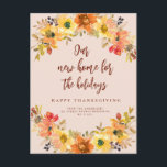 fall floral wreath moving announcement postcard<br><div class="desc">Announce your new home to family and friends with this modern floral wreath happy thanksgiving moving card</div>