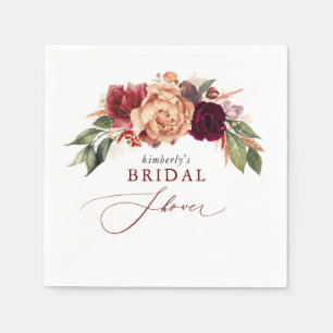 Fall Florals Elegant Rustic Bridal Shower Napkin