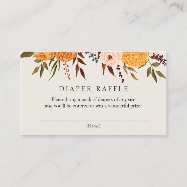 Fall Florals Mums Diaper Raffle Enclosure Card (Front)