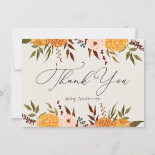 Fall Florals Mums Thank You Note Card