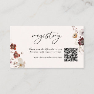Fall Florals QR Code Gift Registry Enclosure Card