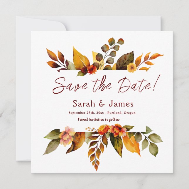 Fall Florals Save the Date Announcement (Front)