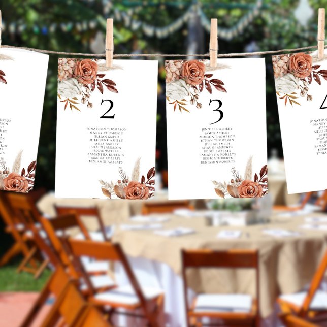 Fall Florals Table Number Names Seating Chart Card (Edit and Add each card to your cart individually)