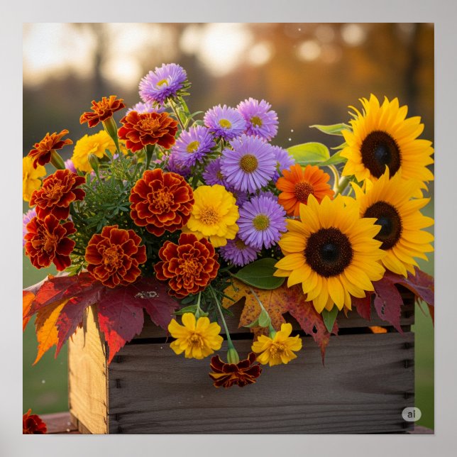 Fall Flower Bouquet Graphic Poster (Front)