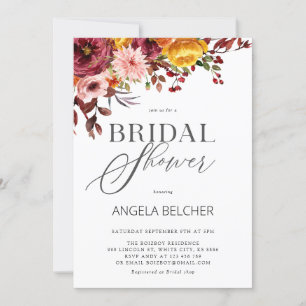 Fall Flower Bridal Shower Invitation