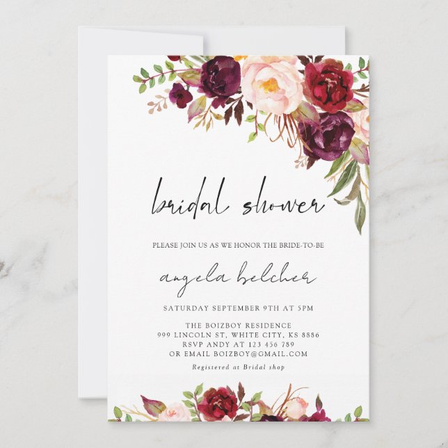 Fall Flower Bridal Shower Invitation (Front)