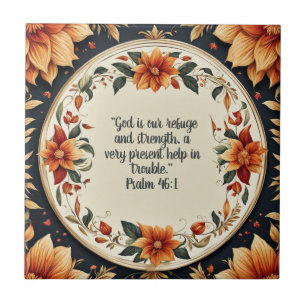 Fall Flower Frame Bible Verses  Ceramic Tile