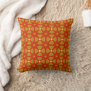 Fall Flower Geometric Patterned Cushion
