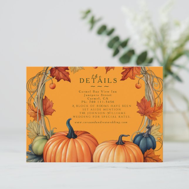 Fall Flowers and Pumpins Details Enclosure Card (Standing Front)