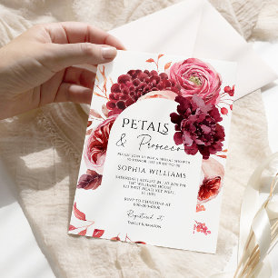 Fall Flowers Arch Petals & Prosecco Bridal Shower Invitation