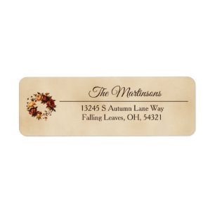 Fall Flowers Autumn Floral Wreath Return Address Label
