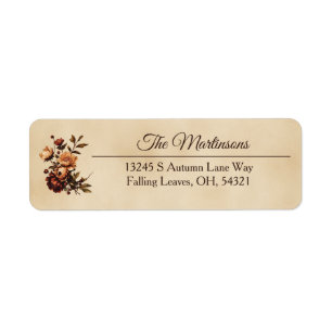 Fall Flowers Autumn Roses Floral Return Address Label