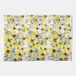 Fall Flowers Black Eyed Susans Wildflower Garden Tea Towel