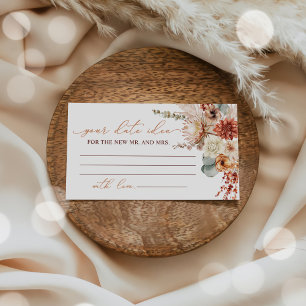 Fall Flowers Bridal Shower Date Night Ideas Enclosure Card