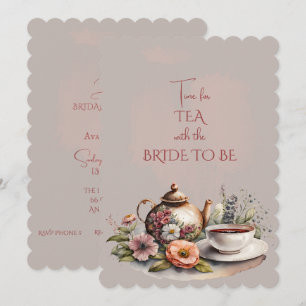Fall Flowers Bridal Tea Party Teapot Invitation