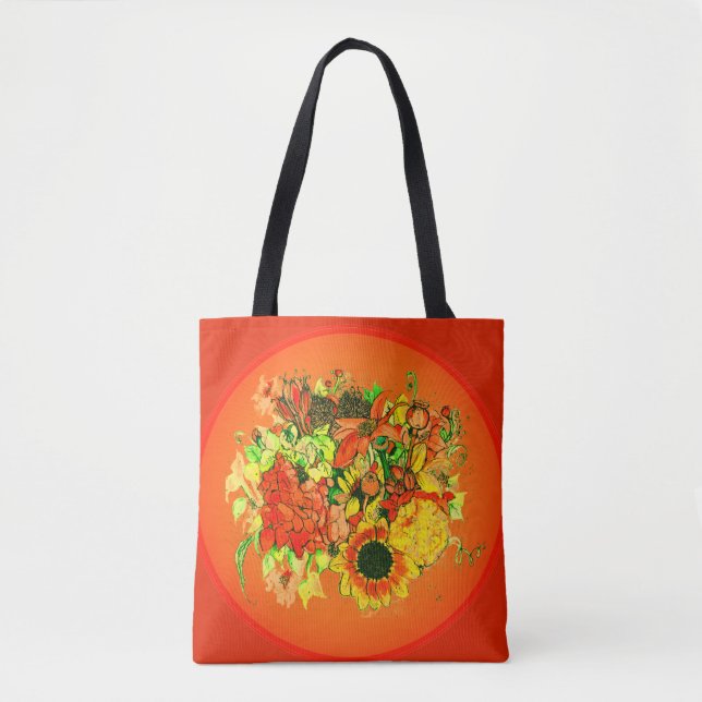 Fall flowers Colourful  Tote Bag (Front)
