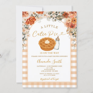 Fall Flowers Cutie Pie Gingham Fall Baby Shower Invitation