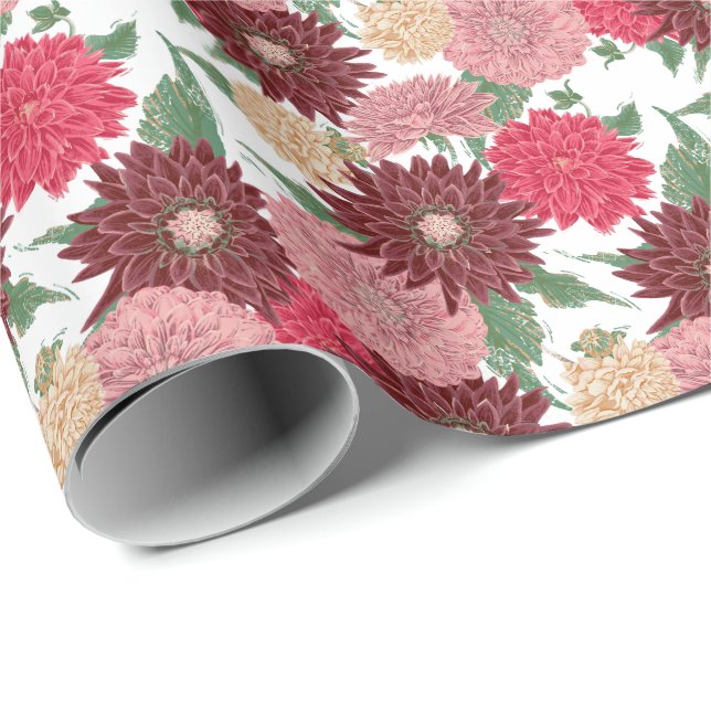 Fall Flowers Dahlien Wrapping Paper (Roll Corner)