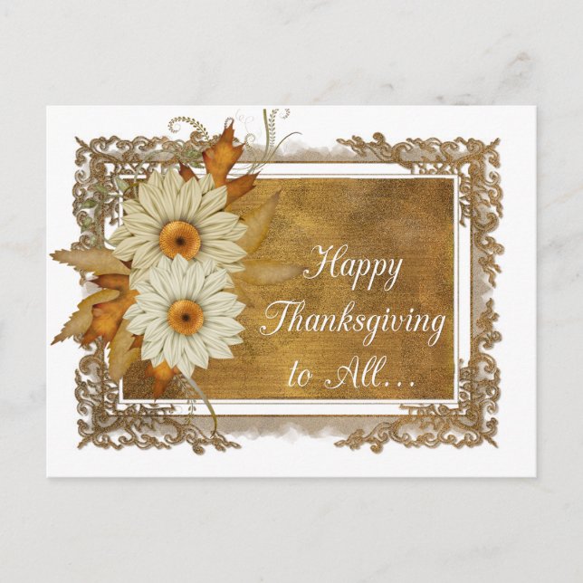 Fall Flowers Design 1 -Happy Thanksgiving Postcard (Front)