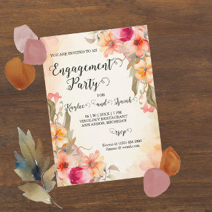 Fall Flowers Engagement Party Invite