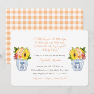Fall Flowers Gender Neutral Autumn Baby Shower Invitation