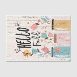 Fall Flowers in Mason Jars Decoupage Tissue Paper