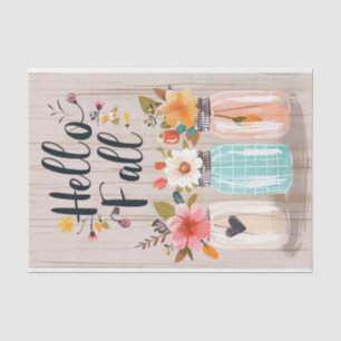 Fall Flowers in Mason Jars Decoupage Tissue Paper