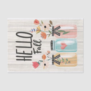 Fall Flowers in Mason Jars Decoupage Tissue Paper