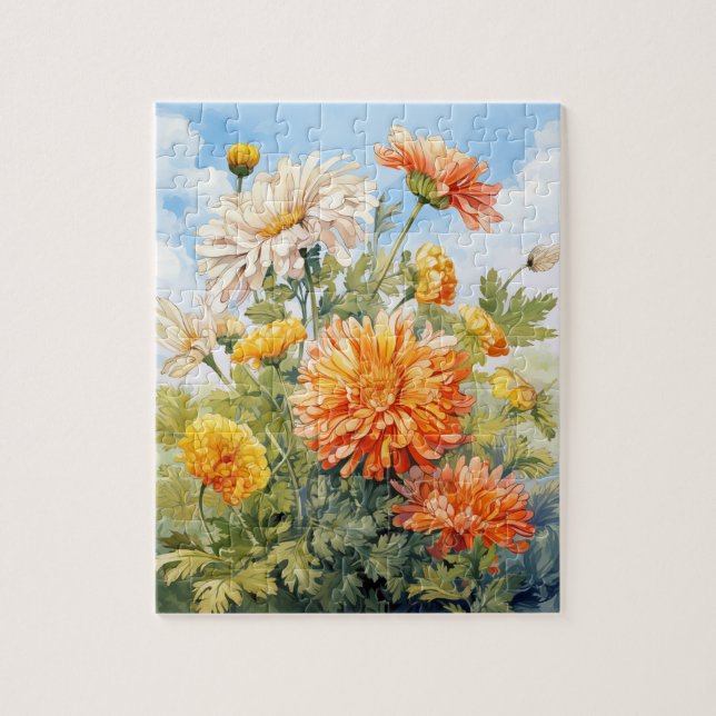 Fall Flowers Marigold Puzzle 110 Pcs. 8"x10" (Vertical)
