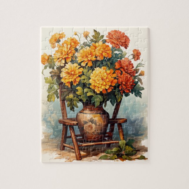 Fall Flowers Marigold Puzzle 110 Pcs. 8"x10" (Vertical)
