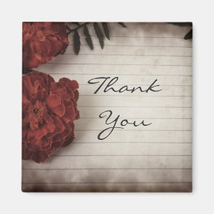 Fall Flowers on Lined Paper Thank You Magnet