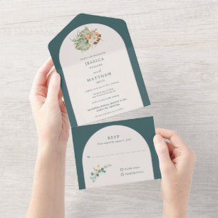 Fall Flowers Rustic Outdoor Wedding All In One Invitation