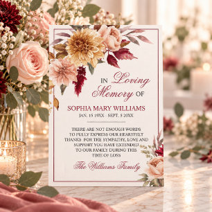 Fall Flowers Sympathy Memory Thank You Card