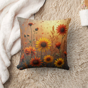 Fall Flowers Throw Pillow