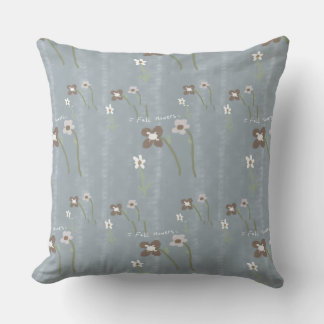 Fall Flowers Throw Pillow – Dusty Blue Floral Patt