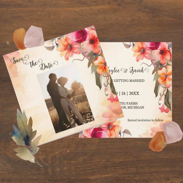 Fall Flowers Wedding Save the Date (Creator Uploaded)