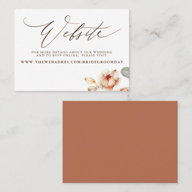 Fall Flowers Wedding Website Card (Front/Back)