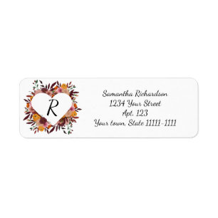 Fall Flowers Wedding  White Return address labels