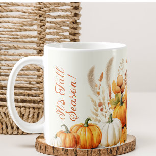 Fall Flowers White Pumpkin Thanksgiving Dinner  Coffee Mug