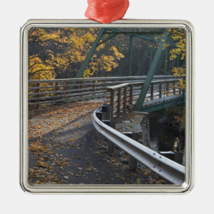 Fall foliage and a bridge over the Millers Metal Ornament