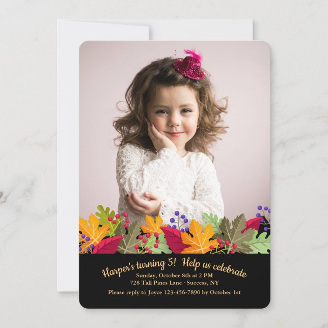 Fall Foliage and Berries Photo Invitation (Front)
