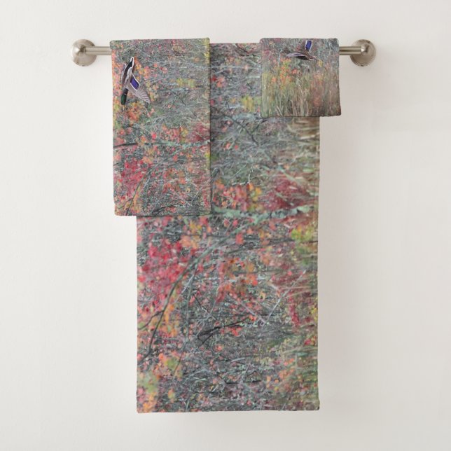 Fall Foliage and Mallard Ducks Bath Towel Set (Insitu)