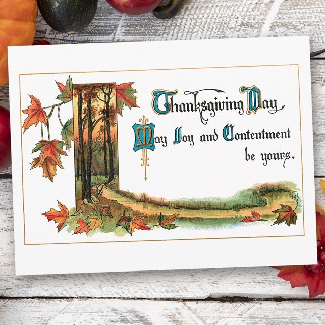 Fall Foliage and Vintage Thanksgiving Greeting Holiday Postcard (Creator Uploaded)