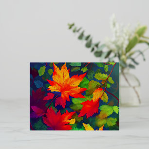 Fall Foliage Autumn Colours Foil Holiday Postcard