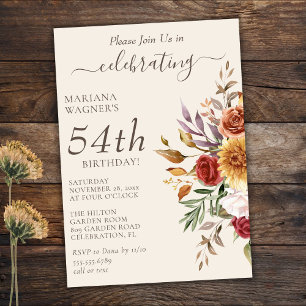 Fall Foliage Autumn Colours Ivory Birthday Invitation