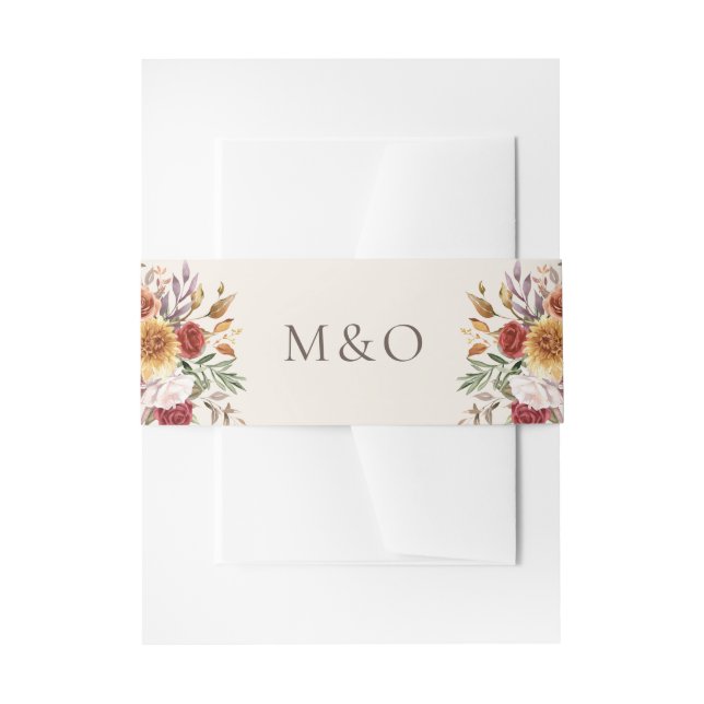 Fall Foliage Autumn Colours Ivory Invitation Belly Band (Front Example)