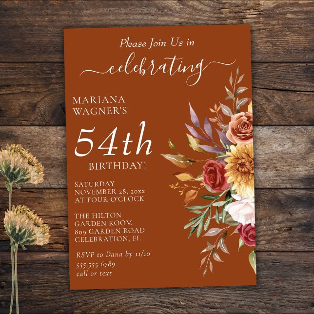 Fall Foliage Autumn Colours Terracotta Birthday Invitation (Creator Uploaded)