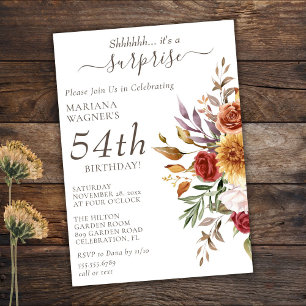 Fall Foliage Autumn Colours White Surprise Birthda Invitation
